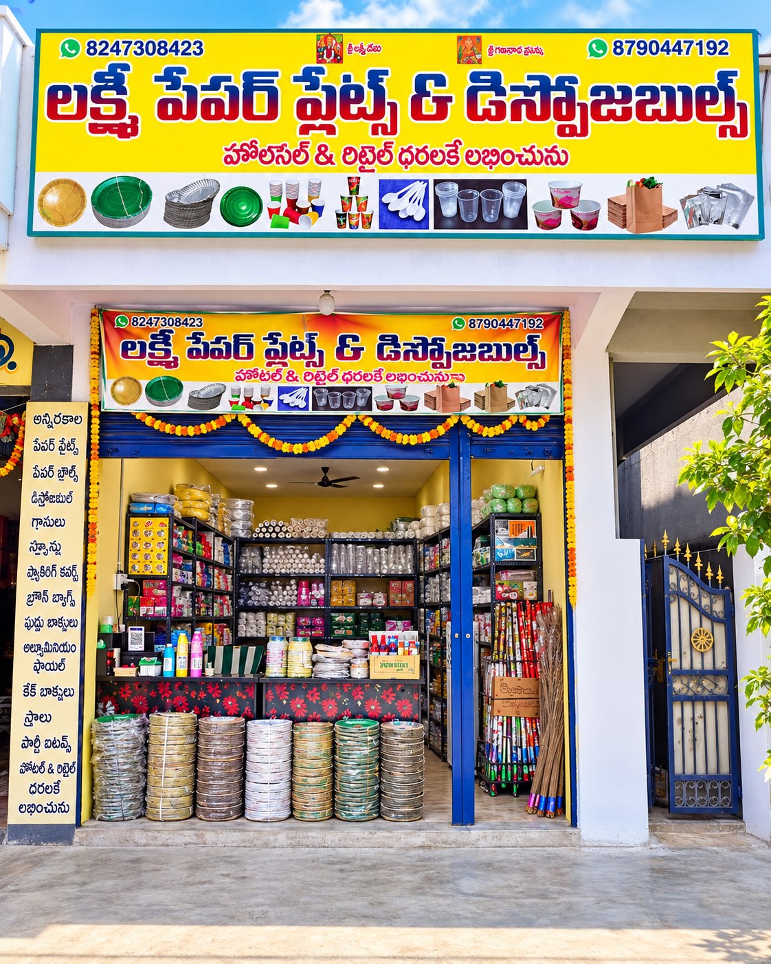 Lakshmi Paper Plates and Disposables Mandamarri shop exterior and products